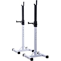 HOMCOM Soporte Estante Ajustable Barra Levantamiento Pesas Gimnasio MAX 150 KG Acero